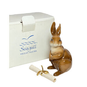 Sweet Baby Rabbit Figurine by Seagull New in Box with certificate Vintage 1996